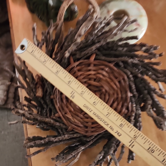 Vintage Handmade Rustic Bird's Nest Twig Decorative Basket With Twisted Handle - Picture 10 of 11